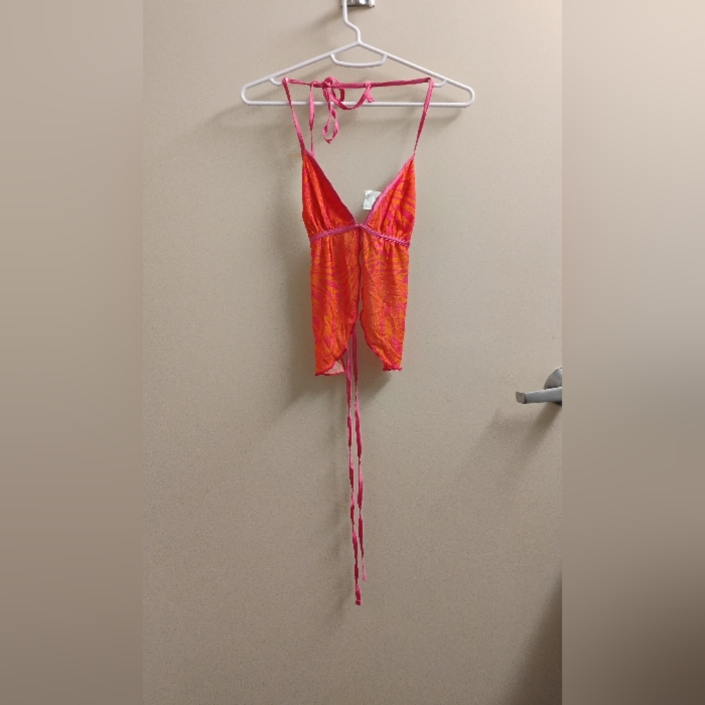 Adika Pink and Orange Tie-Back Crop Top